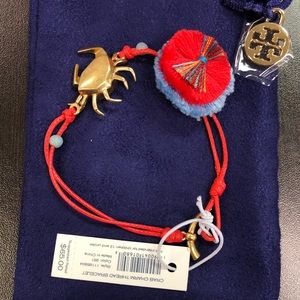 Tory Burch Red Crab Charm Thread Bracelet